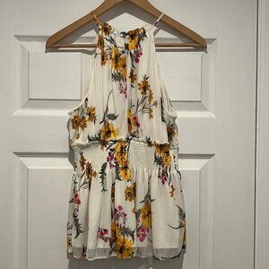 Express Floral Smocked Peplum Top, Size S